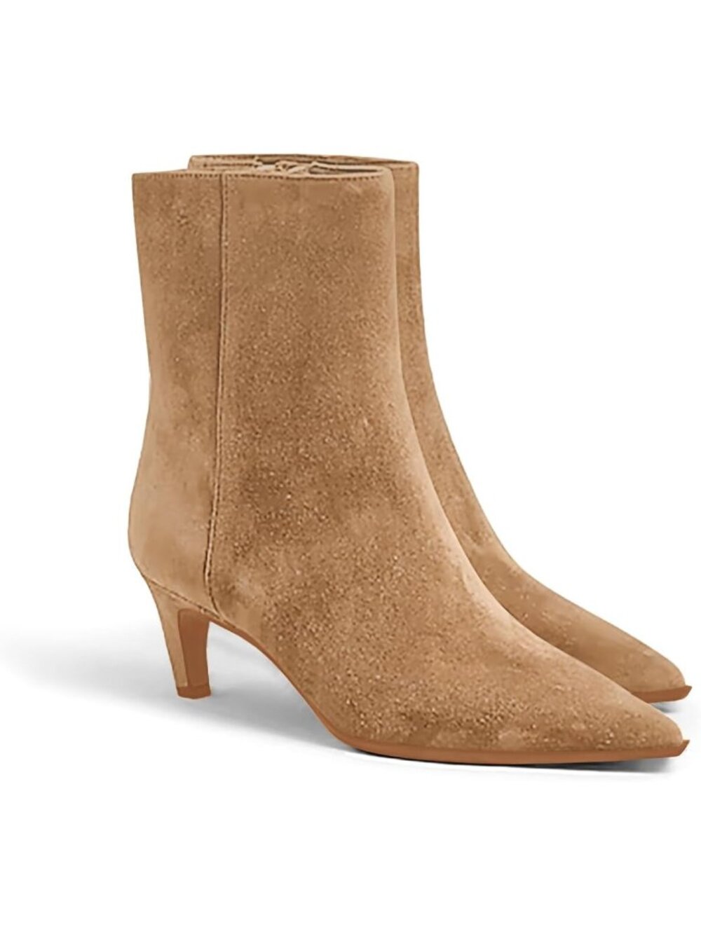 Women's Dark Khaki Kitten Heel Faux Leather Pointed Toe Side Zipper Ankle Boots